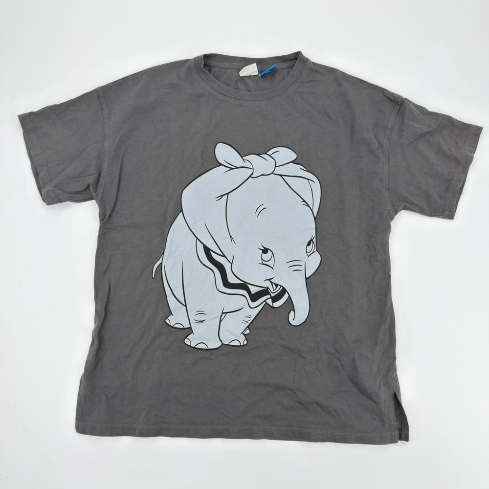Zara Disney Classics Dumbo Gray Graphic T-Shirt Kids Size 13-14 Look At Me Fly